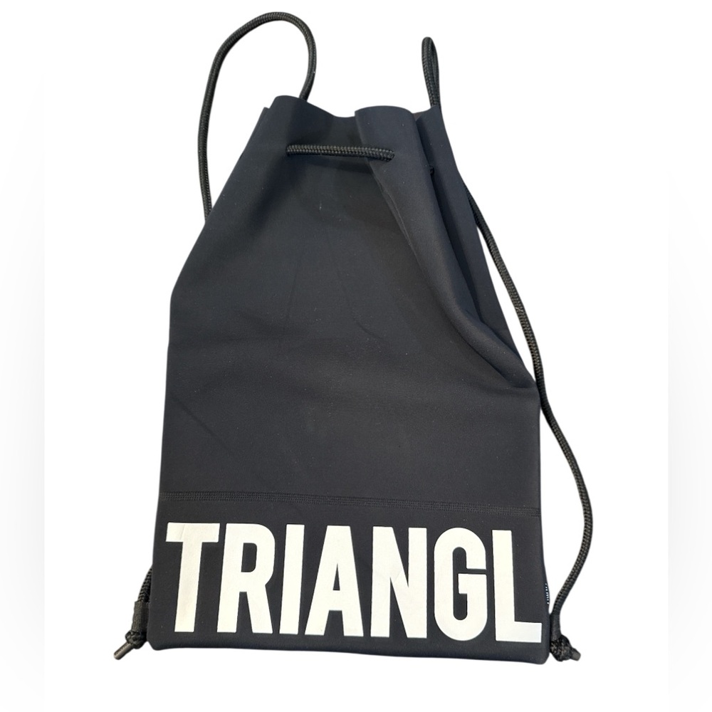 TRIANGL Black Neoprene Drawstring Backpack Gym‎ Swim Beach Bag